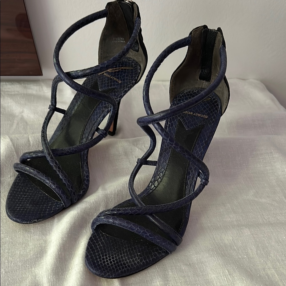 Brian Atwood Blue Strappy Heels with Stiletto